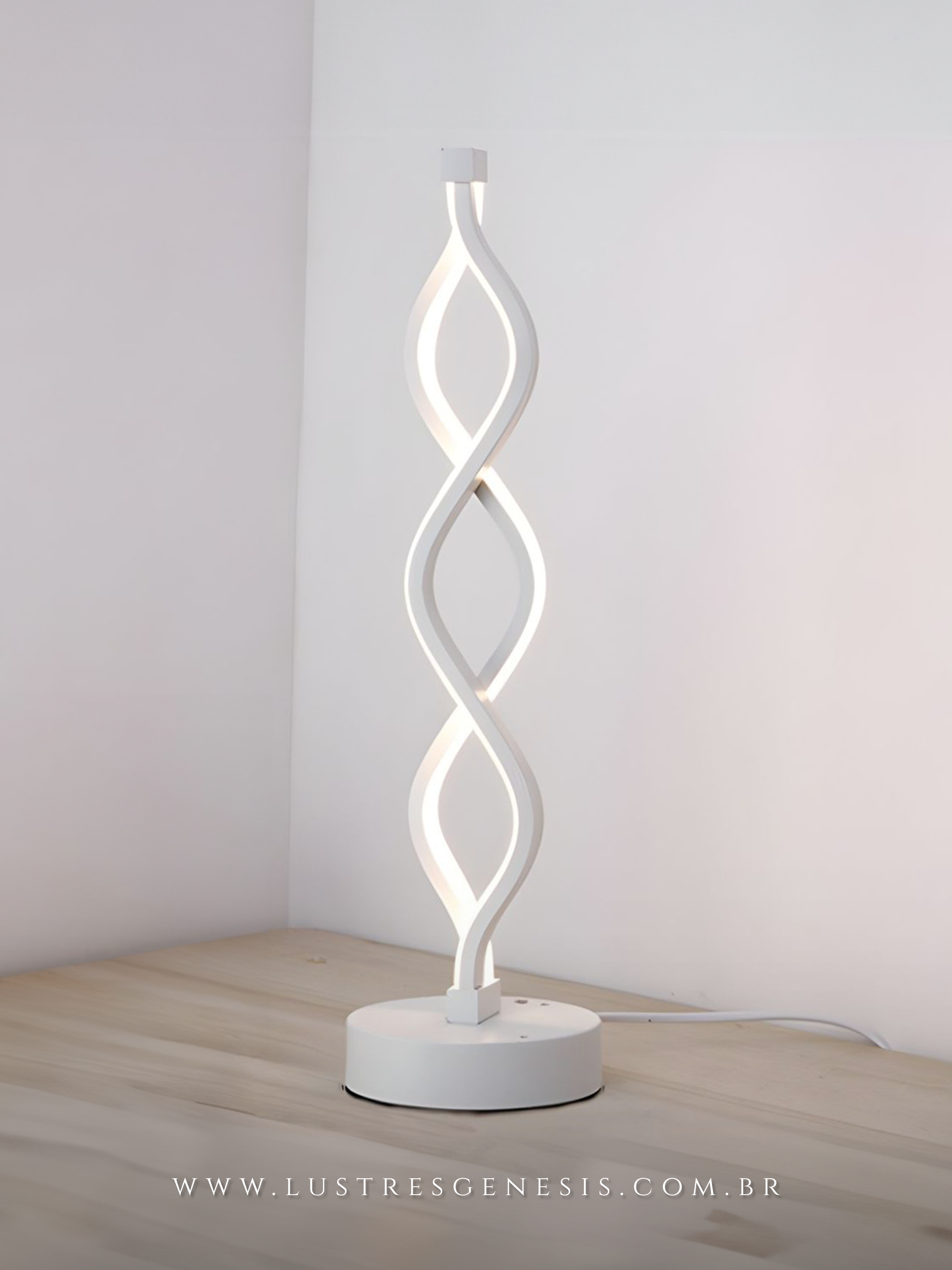 Luminária de Mesa Moderna de LED Genoma DNA Branco